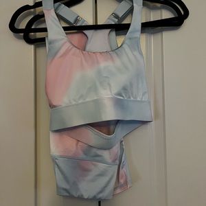Tie dye leggings and sports bra